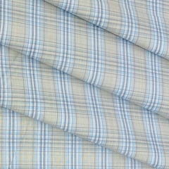 Shirt Fabric Raymond Cotton Blended Mix Check Colour Blue N Beige