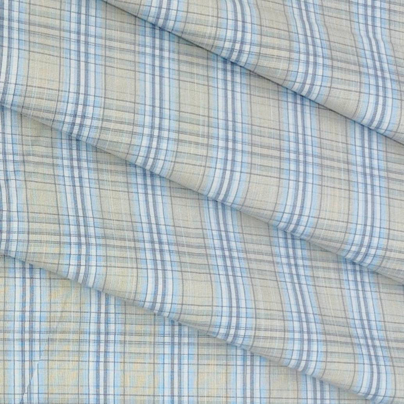 Shirt Fabric Raymond Cotton Blended Mix Check Colour Blue N Beige