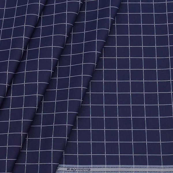 Shirt Fabric Raymond Cotton Blended Check Colour Berry Blue