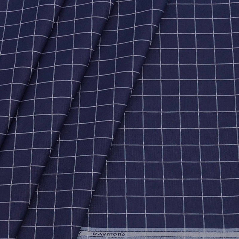 Shirt Fabric Raymond Cotton Blended Check Colour Berry Blue