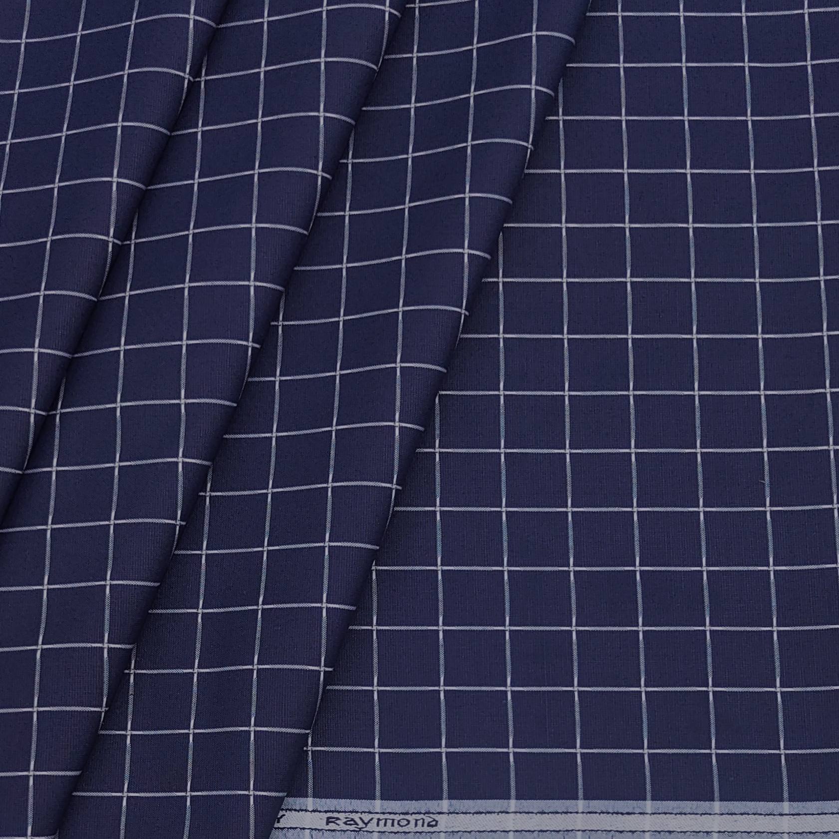Shirt Fabric Raymond Cotton Blended Check Colour Berry Blue ManTire