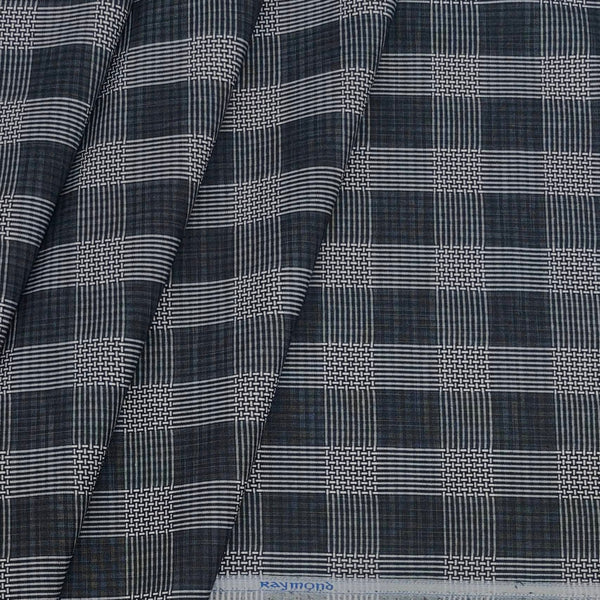 Shirt Fabric Raymond Cotton Blended Check Colour Black N White