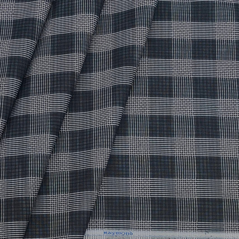 Shirt Fabric Raymond Cotton Blended Check Colour Black N White
