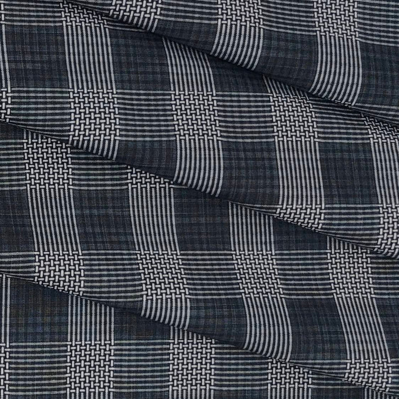 Shirt Fabric Raymond Cotton Blended Check Colour Black N White