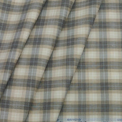 Shirt Fabric Raymond Cotton Blended Mix Check Colour Brown N Beige