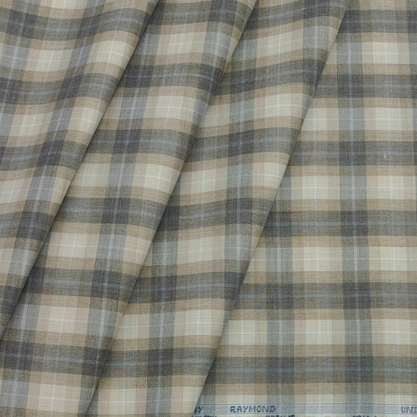 Shirt Fabric Raymond Cotton Blended Mix Check Colour Brown N Beige