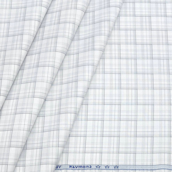 Shirt Fabric Raymond Cotton Blended Mix Check Colour Light Grey N White