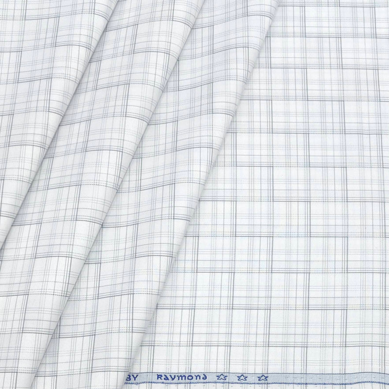 Shirt Fabric Raymond Cotton Blended Mix Check Colour Light Grey N White