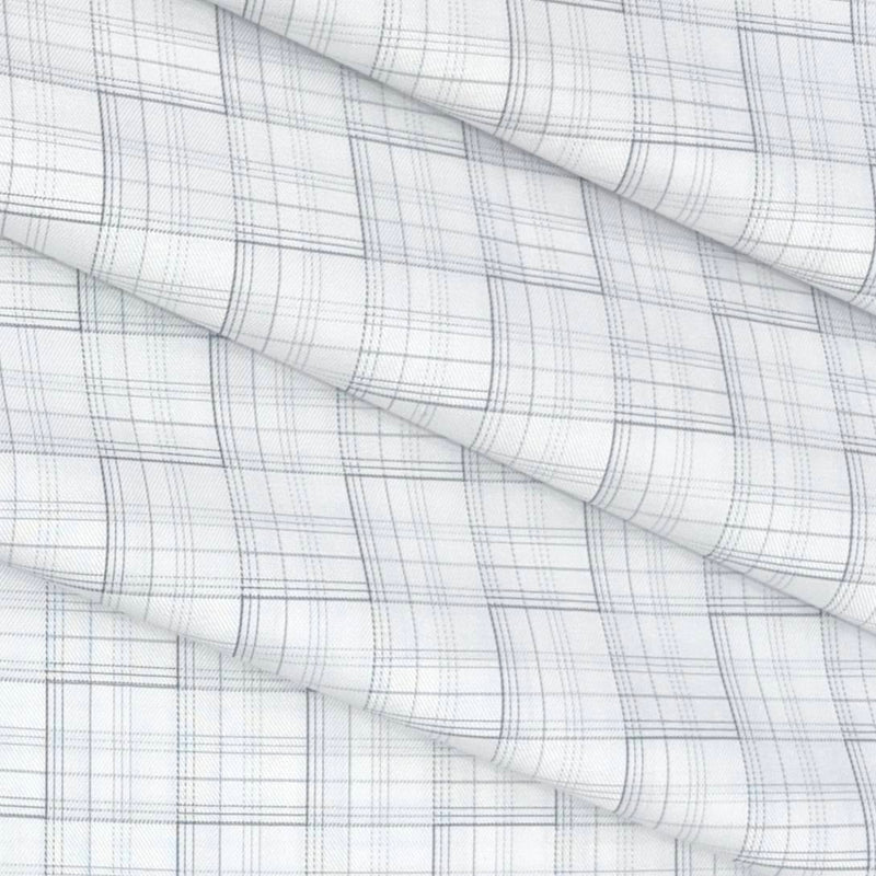 Shirt Fabric Raymond Cotton Blended Mix Check Colour Light Grey N White