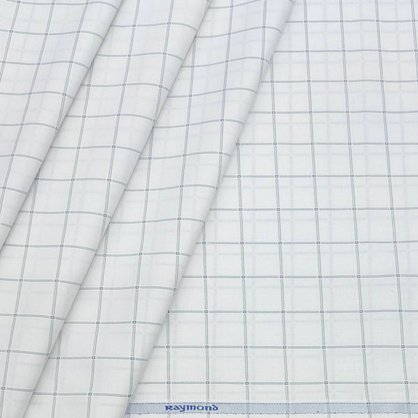 Shirt Fabric Raymond Cotton Blended Check Colour White