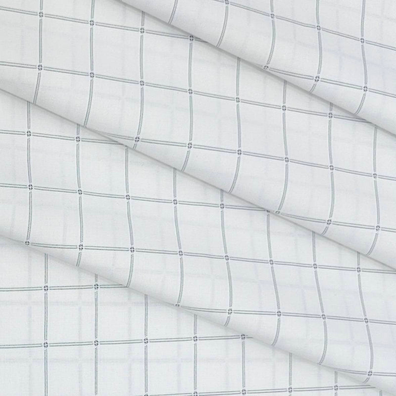 Shirt Fabric Raymond Cotton Blended Check Colour White