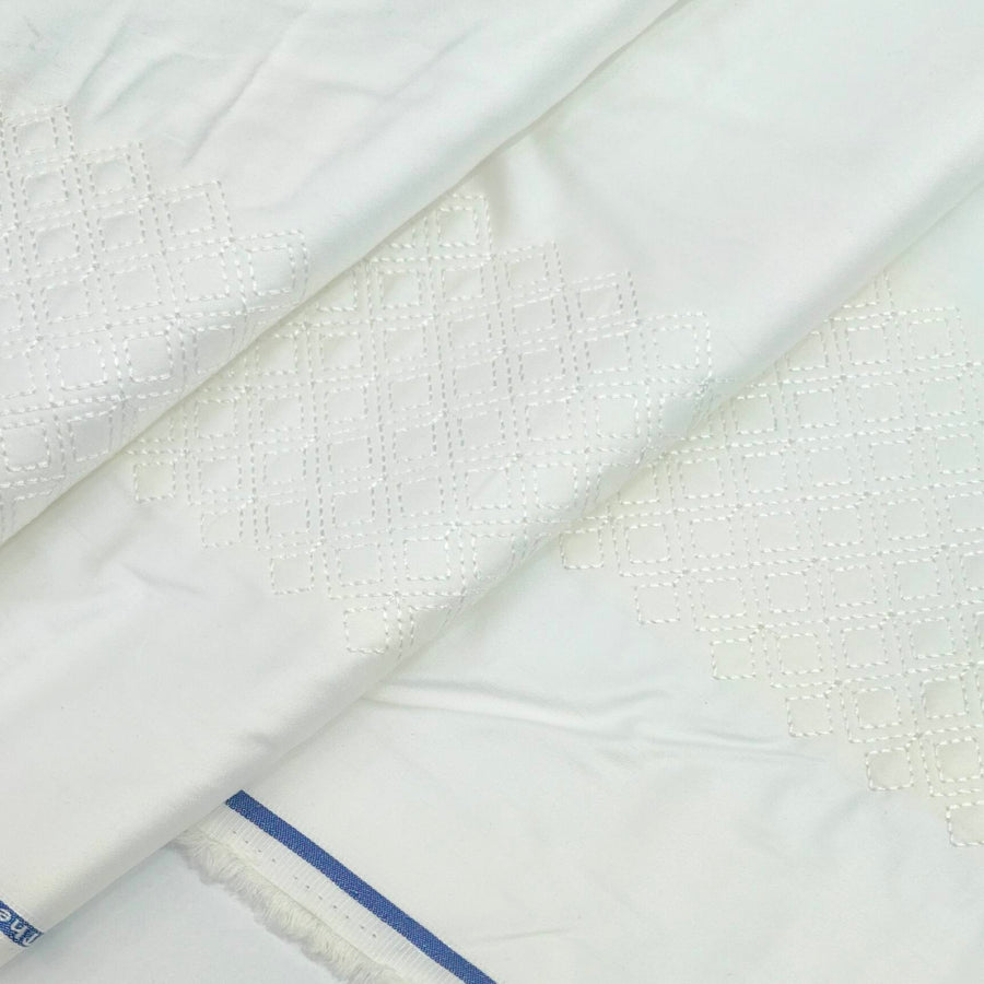 Tuxido Shirt Fabric ManTire  Giza Cotton satin Plain Colour White