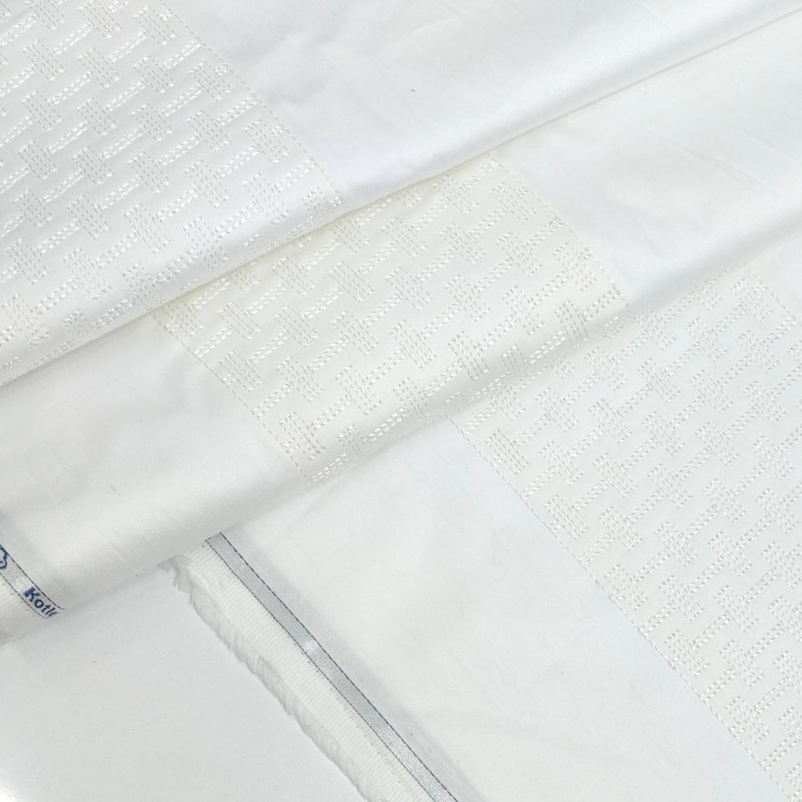 Tuxido Shirt Fabric ManTire  Giza Cotton satin Plain Colour White