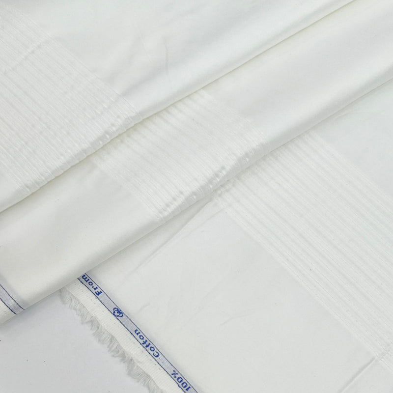 Tuxido Shirt Fabric ManTire  Giza Cotton satin Plain Colour White