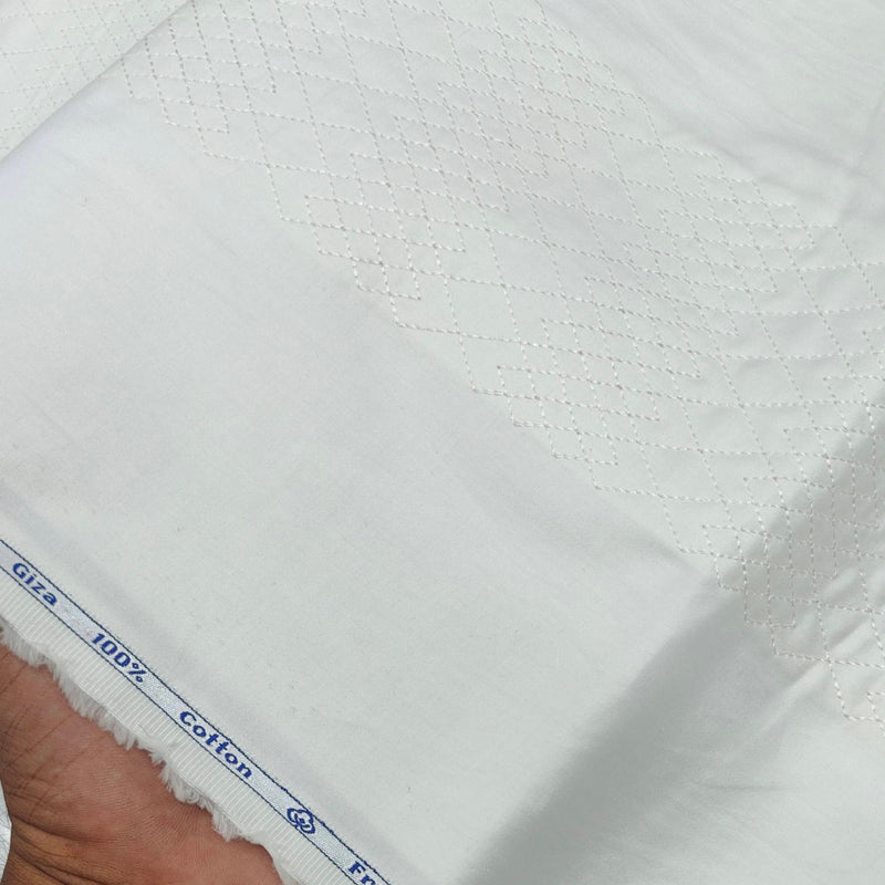 Tuxido Shirt Fabric ManTire  Giza Cotton satin Plain Colour White