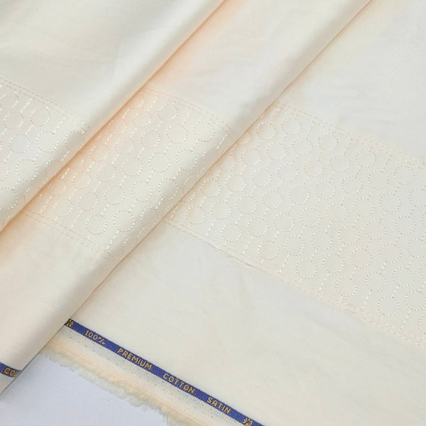 Tuxido Shirt Fabric ManTire  Giza Cotton satin Plain Colour Cream