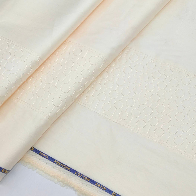 Tuxido Shirt Fabric ManTire  Giza Cotton satin Plain Colour Cream