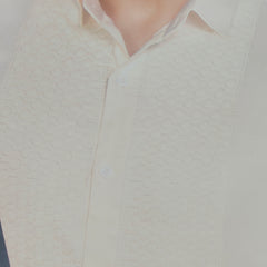 Tuxido Shirt Fabric ManTire  Giza Cotton satin Plain Colour Cream