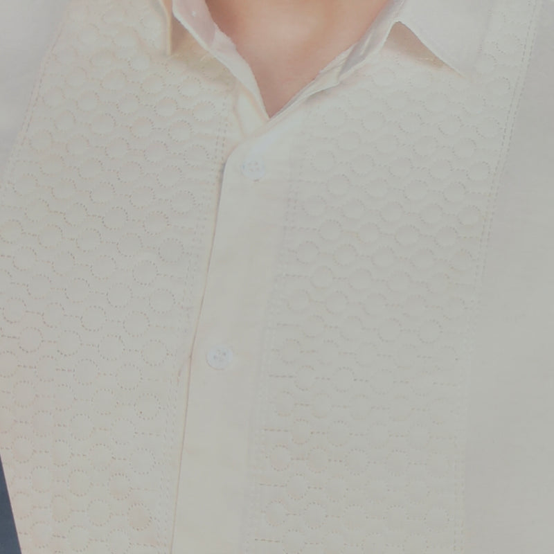 Tuxido Shirt Fabric ManTire  Giza Cotton satin Plain Colour Cream