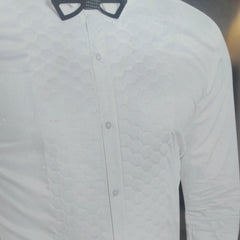 Tuxido Shirt Fabric ManTire  Giza Cotton satin Plain Colour White