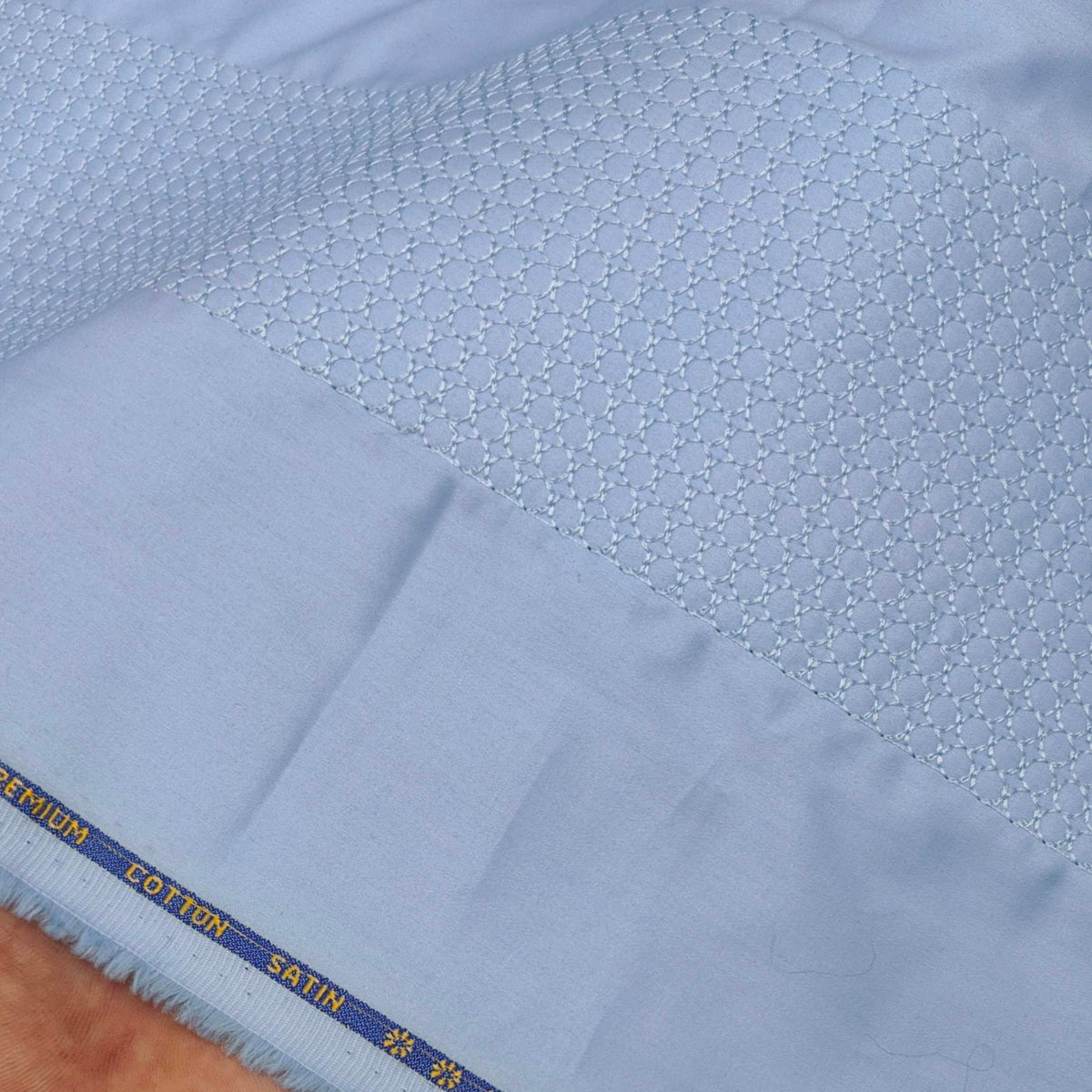 Tuxido Shirt Fabric ManTire  Giza Cotton satin Plain Colour Cornflower Blue