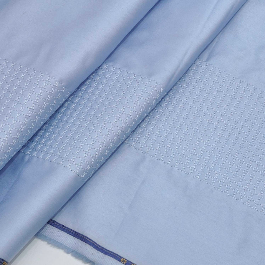 Tuxido Shirt Fabric ManTire  Giza Cotton satin Plain Colour Cornflower Blue