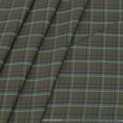 Shirt Fabric Raymond Cotton Blended Broad Check Colour Greenish Brown