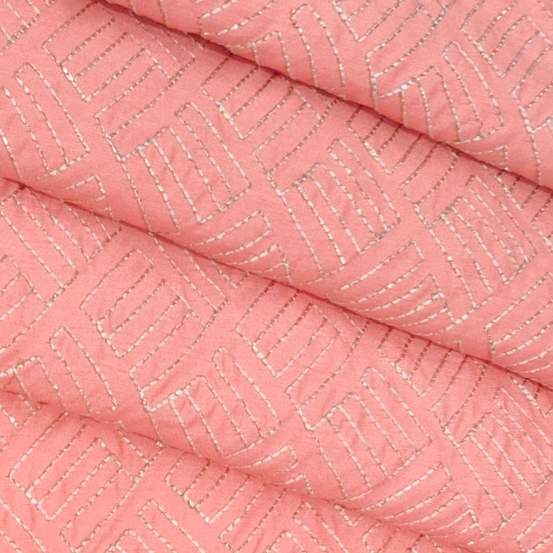 Kurta Fabric ManTire Designer Silk Embroidery Colour Salmon Pink