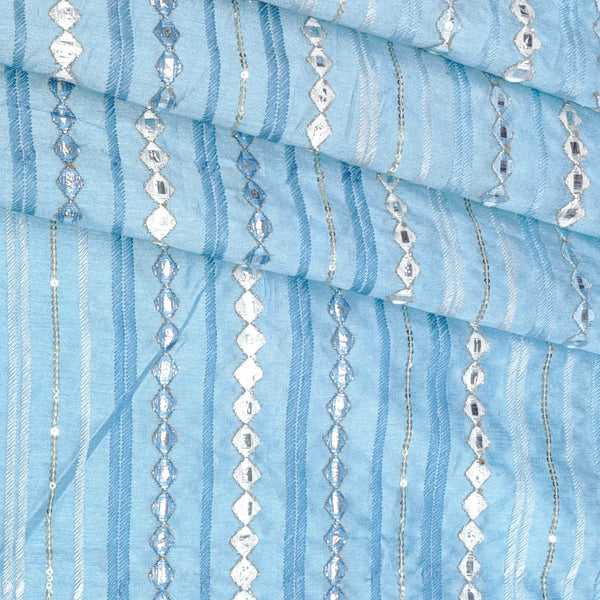 Kurta Fabric ManTire Designer Silk Embroidery Colour Blue