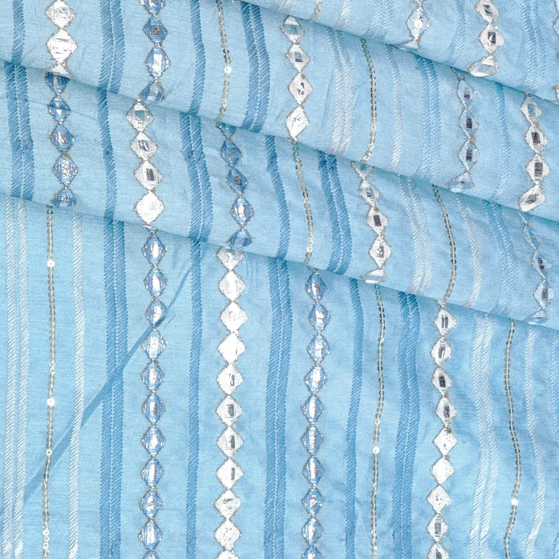 Kurta Fabric ManTire Designer Silk Embroidery Colour Blue