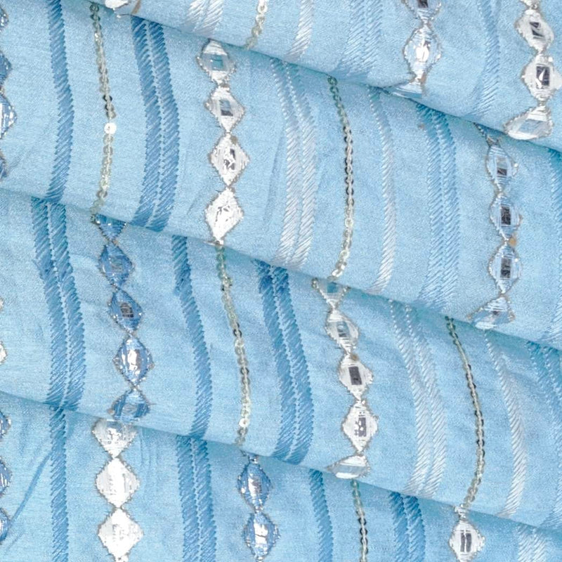 Kurta Fabric ManTire Designer Silk Embroidery Colour Blue