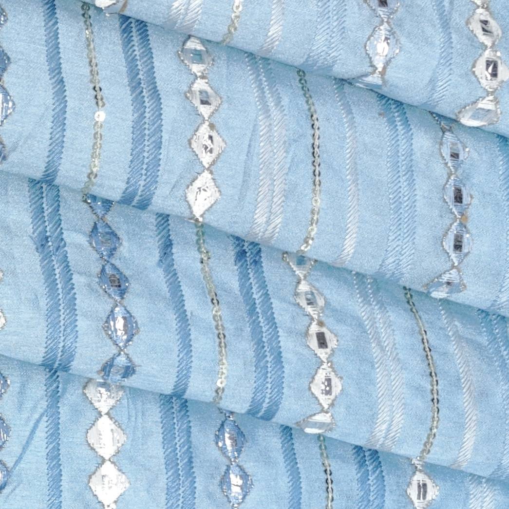 Kurta Fabric ManTire Designer Silk Embroidery Colour Blue