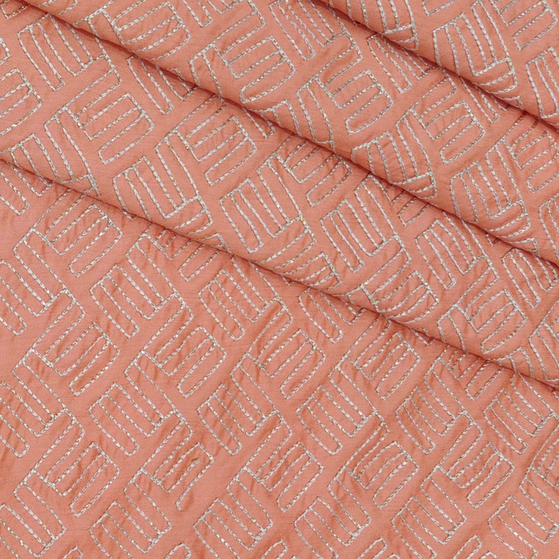 Kurta Fabric ManTire Designer Silk Embroidery Colour Peach
