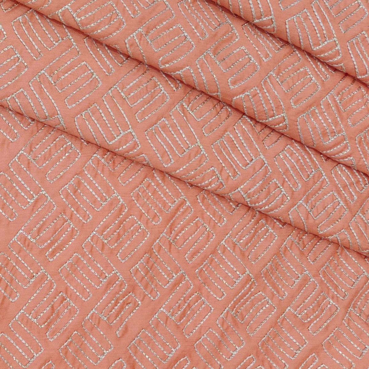 Kurta Fabric ManTire Designer Silk Embroidery Colour Peach