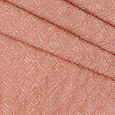 Kurta Fabric ManTire Designer Silk Embroidery Colour Peach