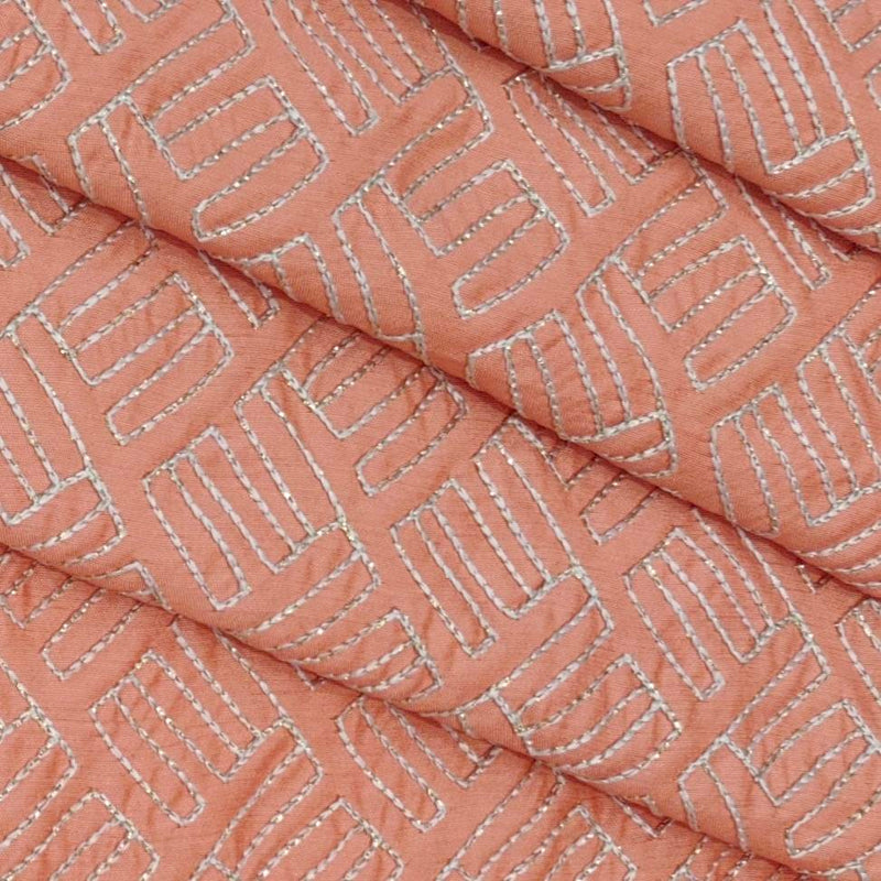 Kurta Fabric ManTire Designer Silk Embroidery Colour Peach