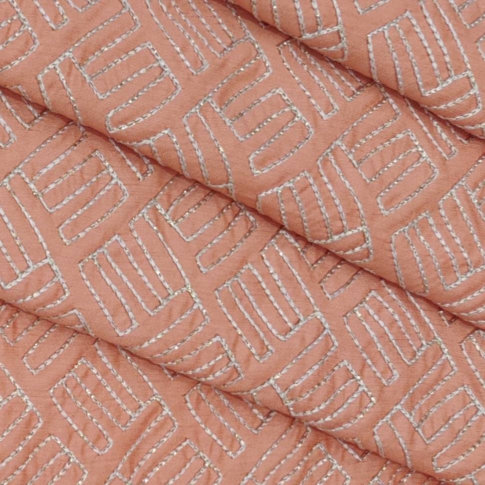 Kurta Fabric ManTire Designer Silk Embroidery Colour Peach