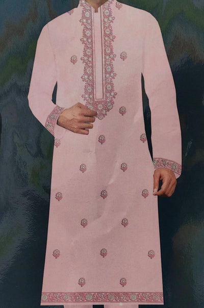 Kurta Pajma Fabric ManTire Designer Silk Embroidery Colour Blush Pink