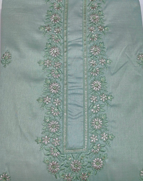 Kurta Pajama Fabric ManTire Designer Silk Embroidery Colour Pistachio Green