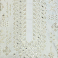 Kurta Pajama Fabric ManTire Designer Silk Embroidery Colour Ash White