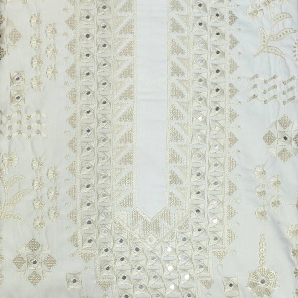 Kurta Pajama Fabric ManTire Designer Silk Embroidery Colour Ash White