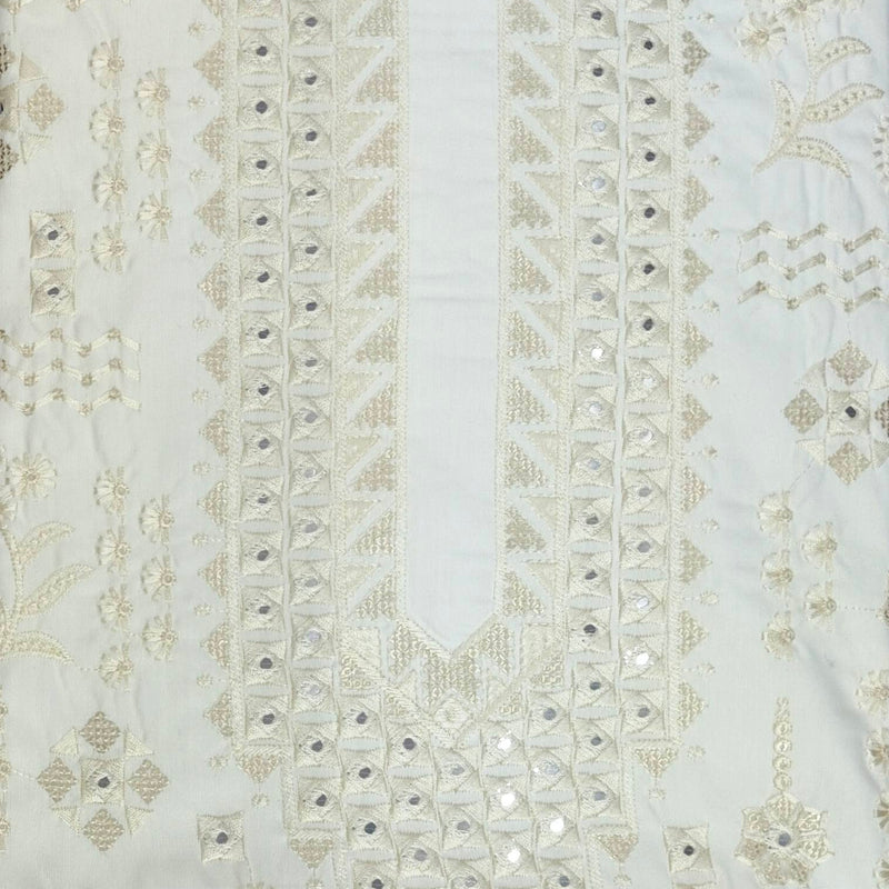 Kurta Pajama Fabric ManTire Designer Silk Embroidery Colour Ash White