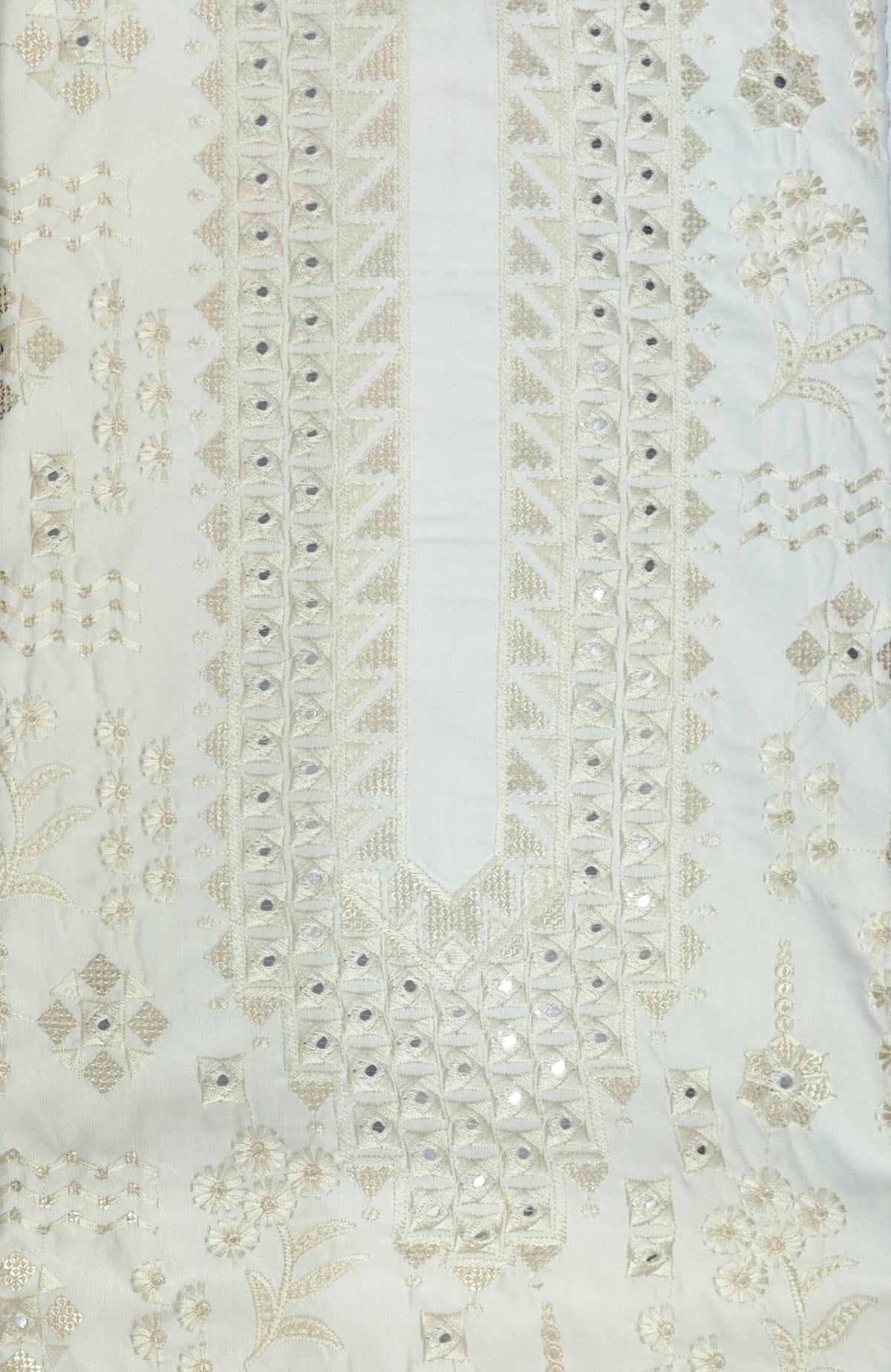 Kurta Pajama Fabric ManTire Designer Silk Embroidery Colour Ash White