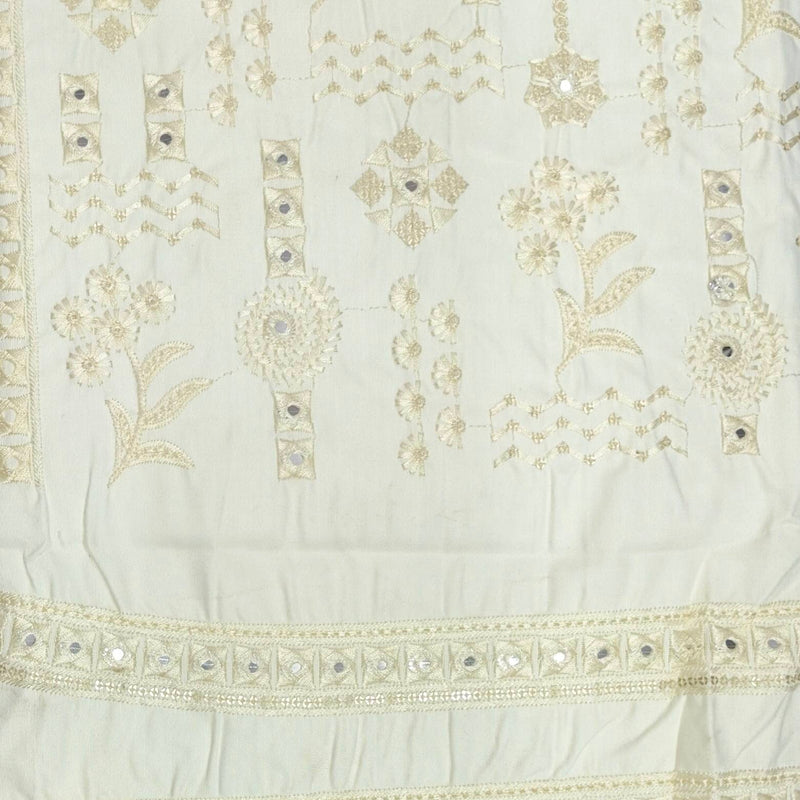 Kurta Pajama Fabric ManTire Designer Silk Embroidery Colour Ash White