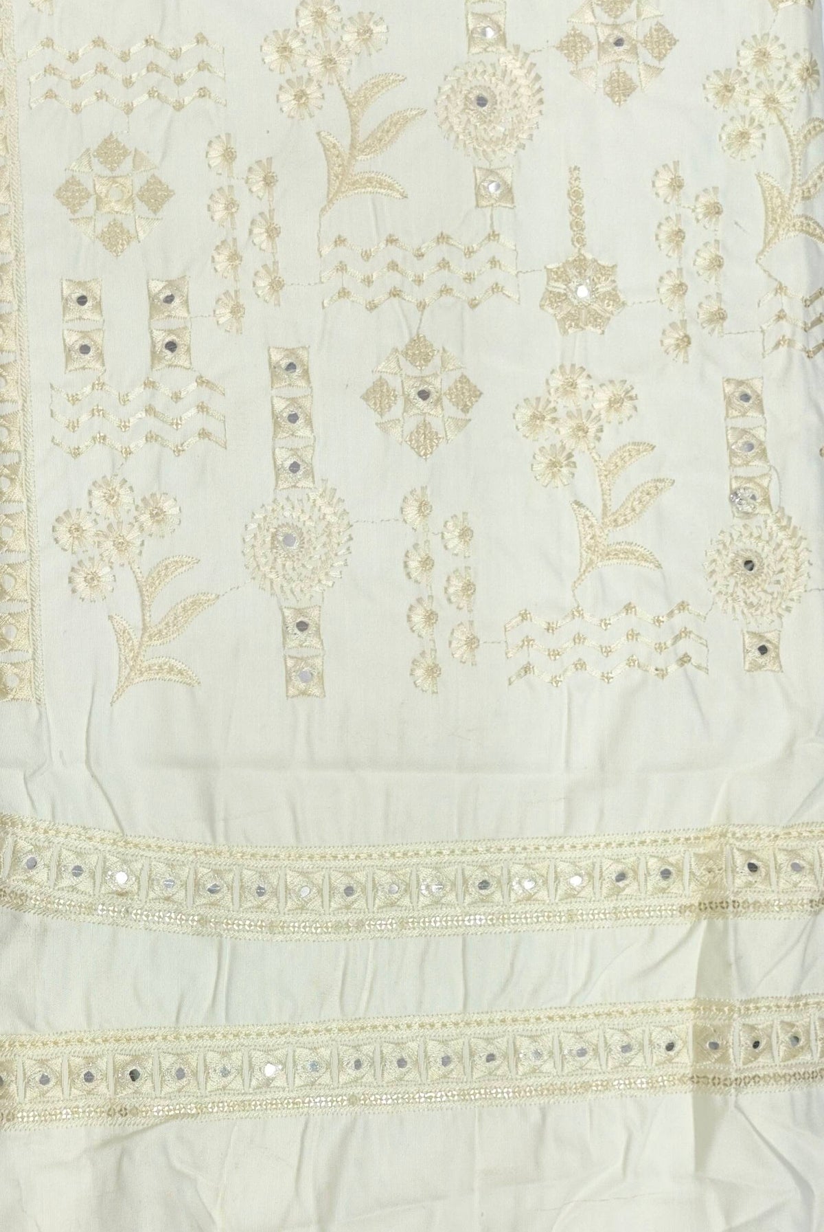 Kurta Pajama Fabric ManTire Designer Silk Embroidery Colour Ash White