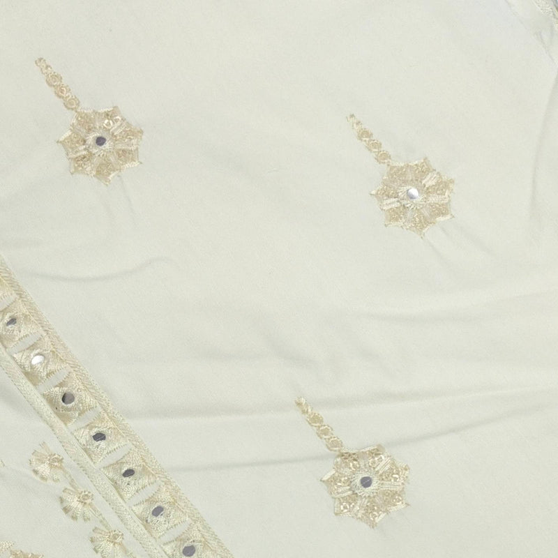 Kurta Pajama Fabric ManTire Designer Silk Embroidery Colour Ash White