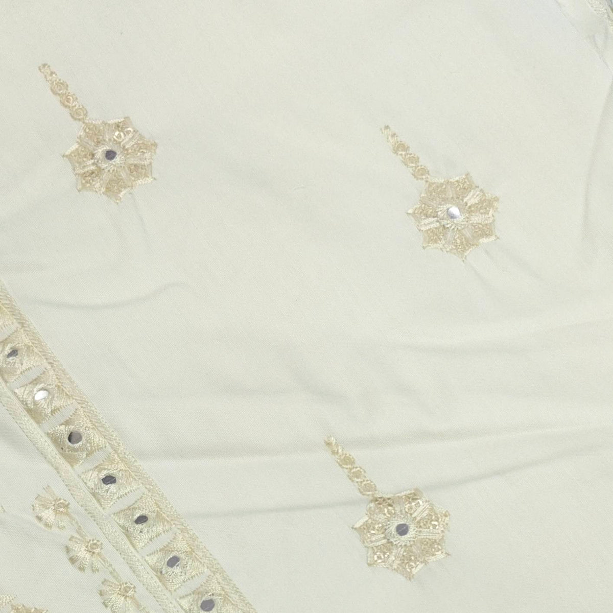 Kurta Pajama Fabric ManTire Designer Silk Embroidery Colour Ash White