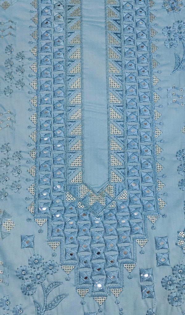 Kurta Pajama Fabric ManTire Designer Silk Embroidery Colour Light Glaucous Blue