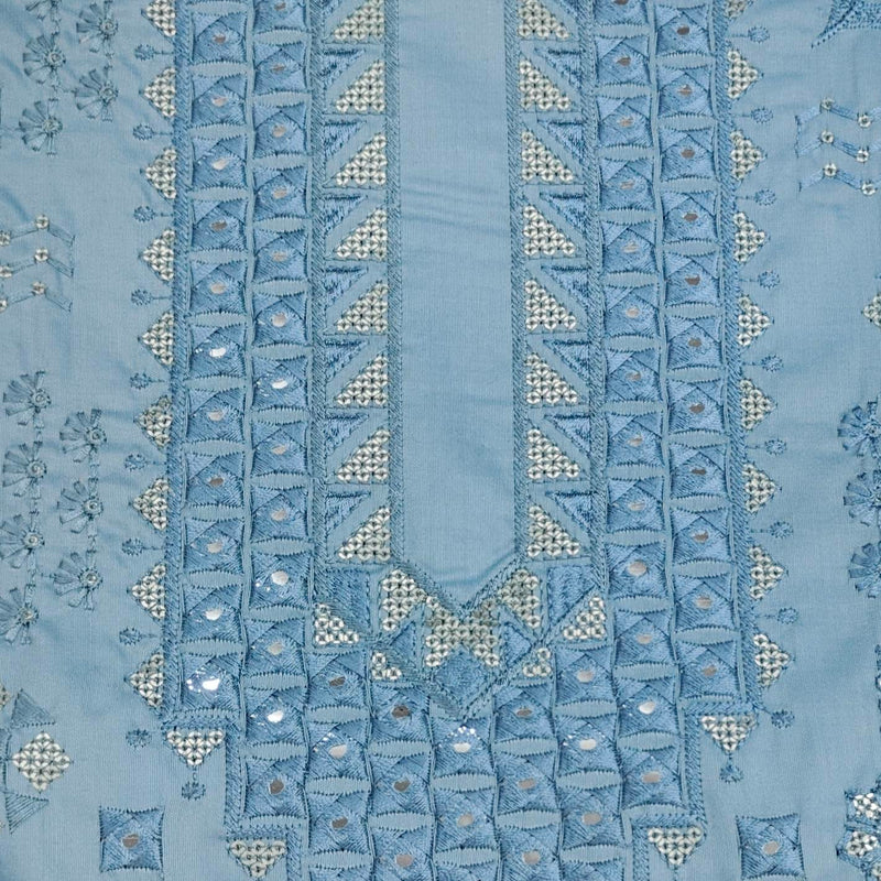Kurta Pajama Fabric ManTire Designer Silk Embroidery Colour Light Glaucous Blue