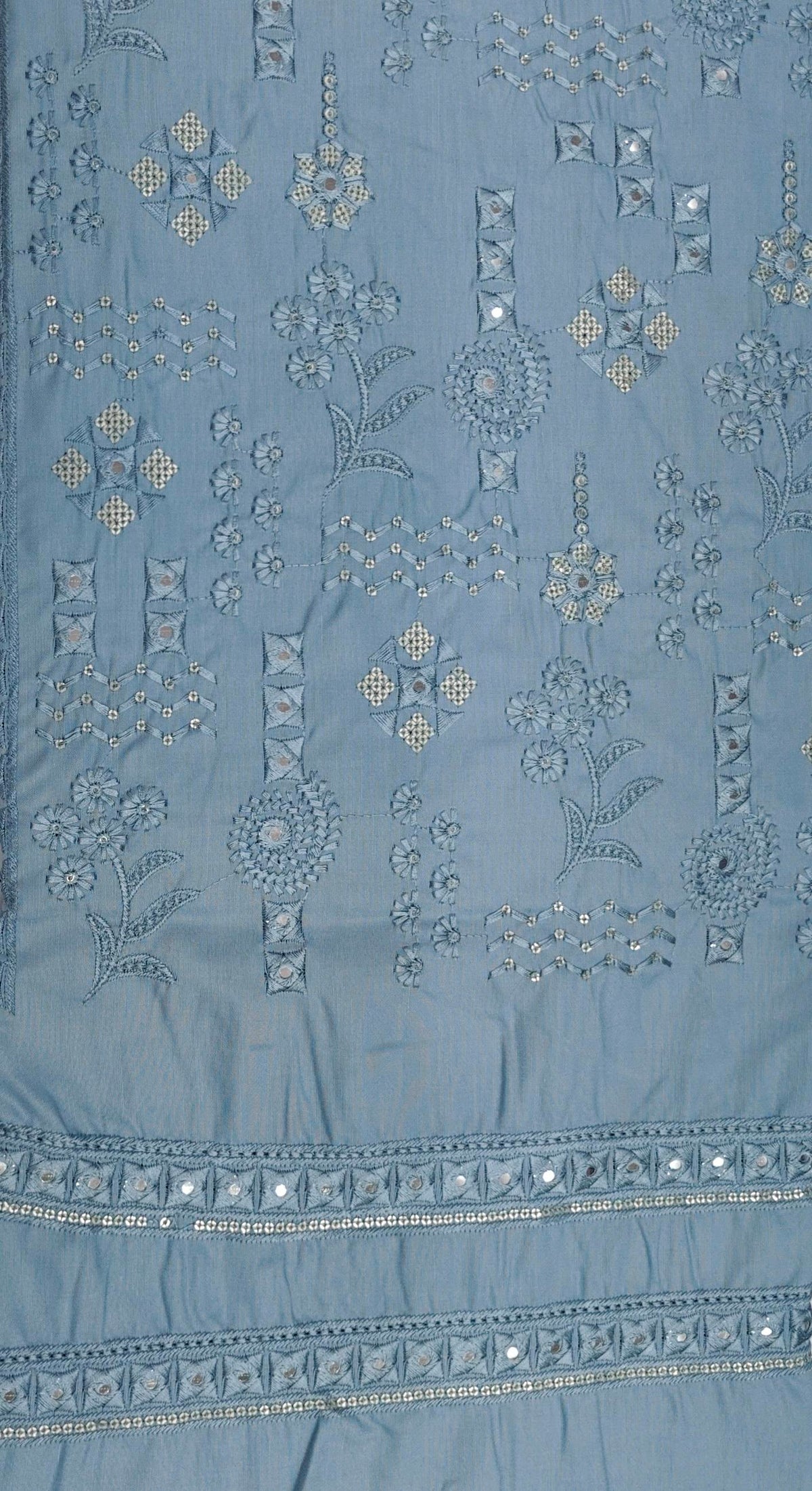 Kurta Pajama Fabric ManTire Designer Silk Embroidery Colour Light Glaucous Blue